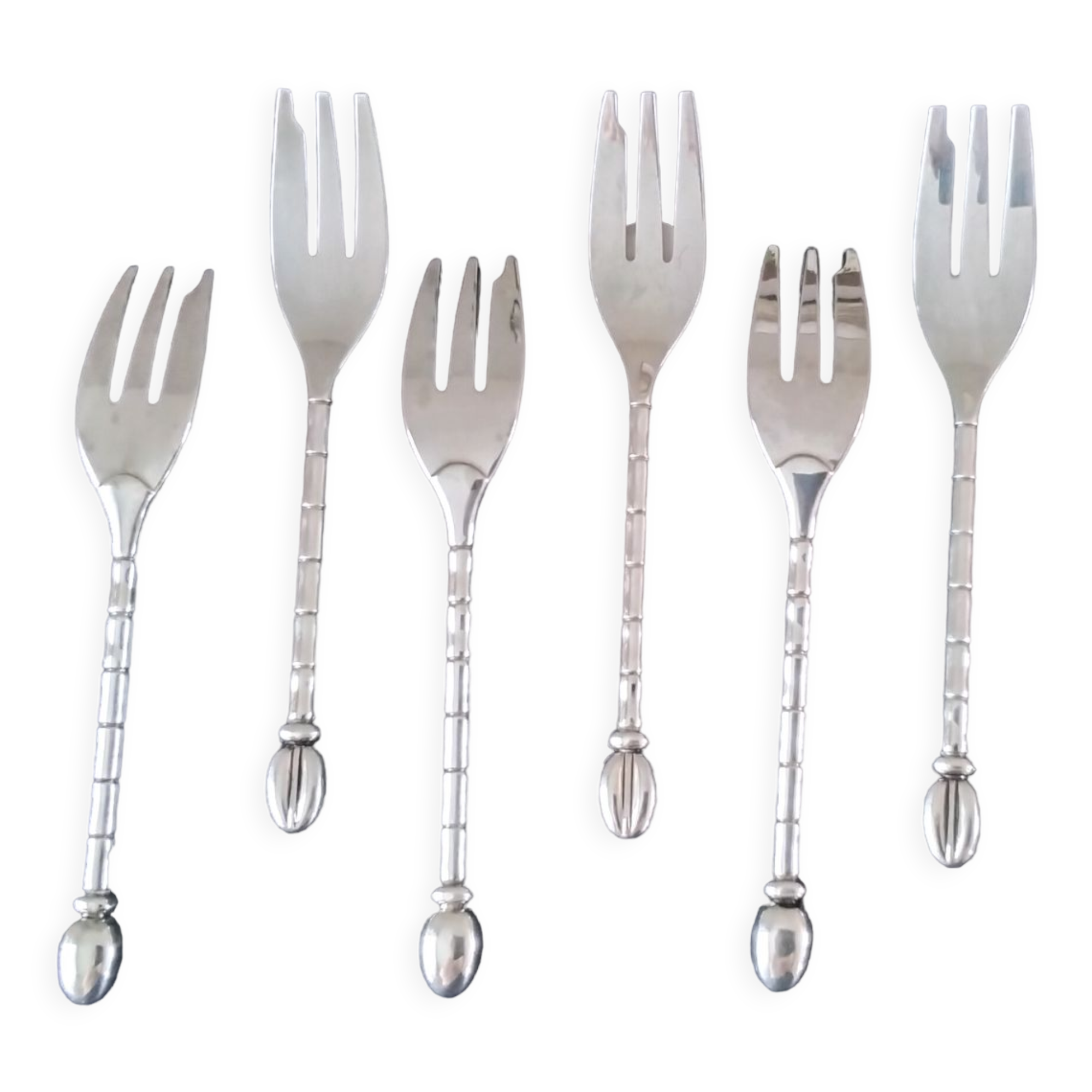 6 fourchettes à gateaux en acier inoxydable