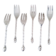 6 fourchettes à gateaux en acier inoxydable