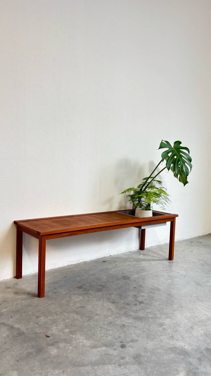 Vintage Danish bench with planter in teak