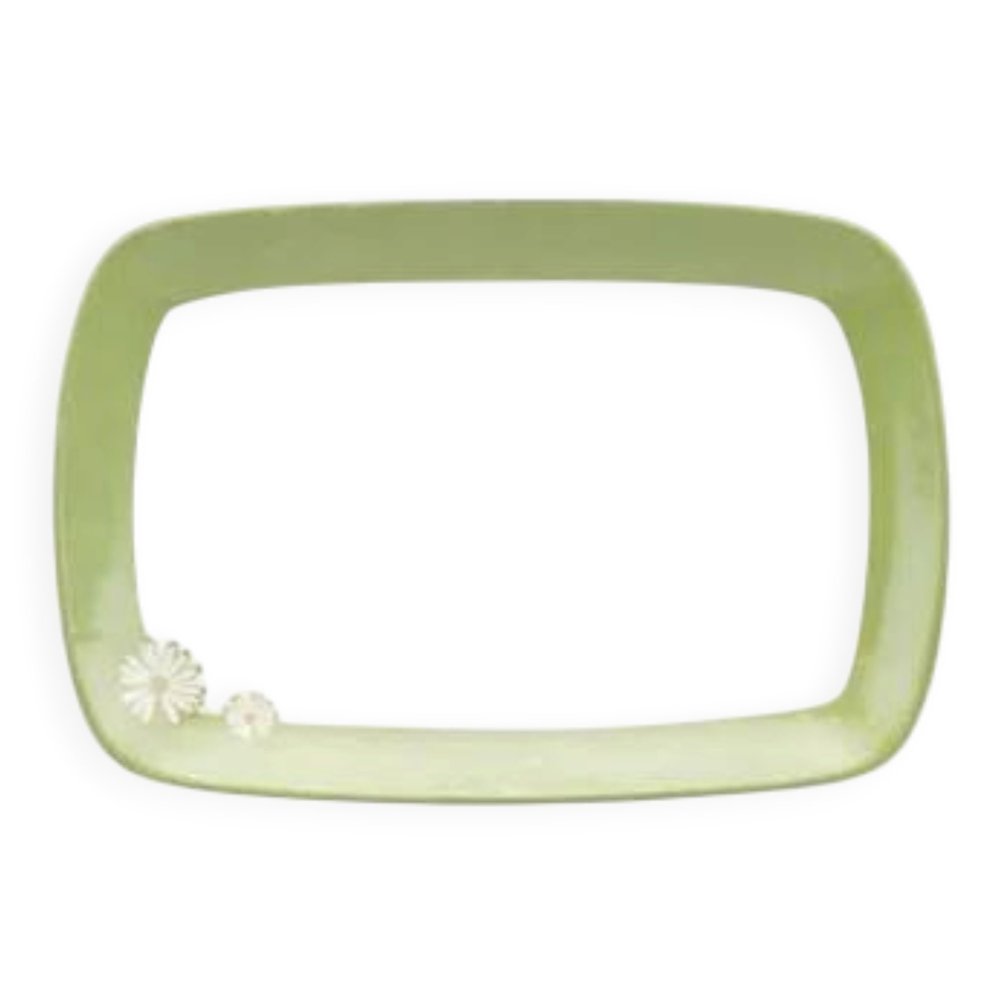 Vintage serving dish porcelain Toscana green and white - retro chic decor
