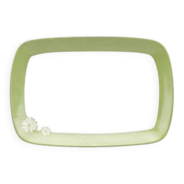 Plat de service vintage porcelaine Toscana vert et blanc - déco rétro chic