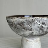 Textured ceramic footed bowl