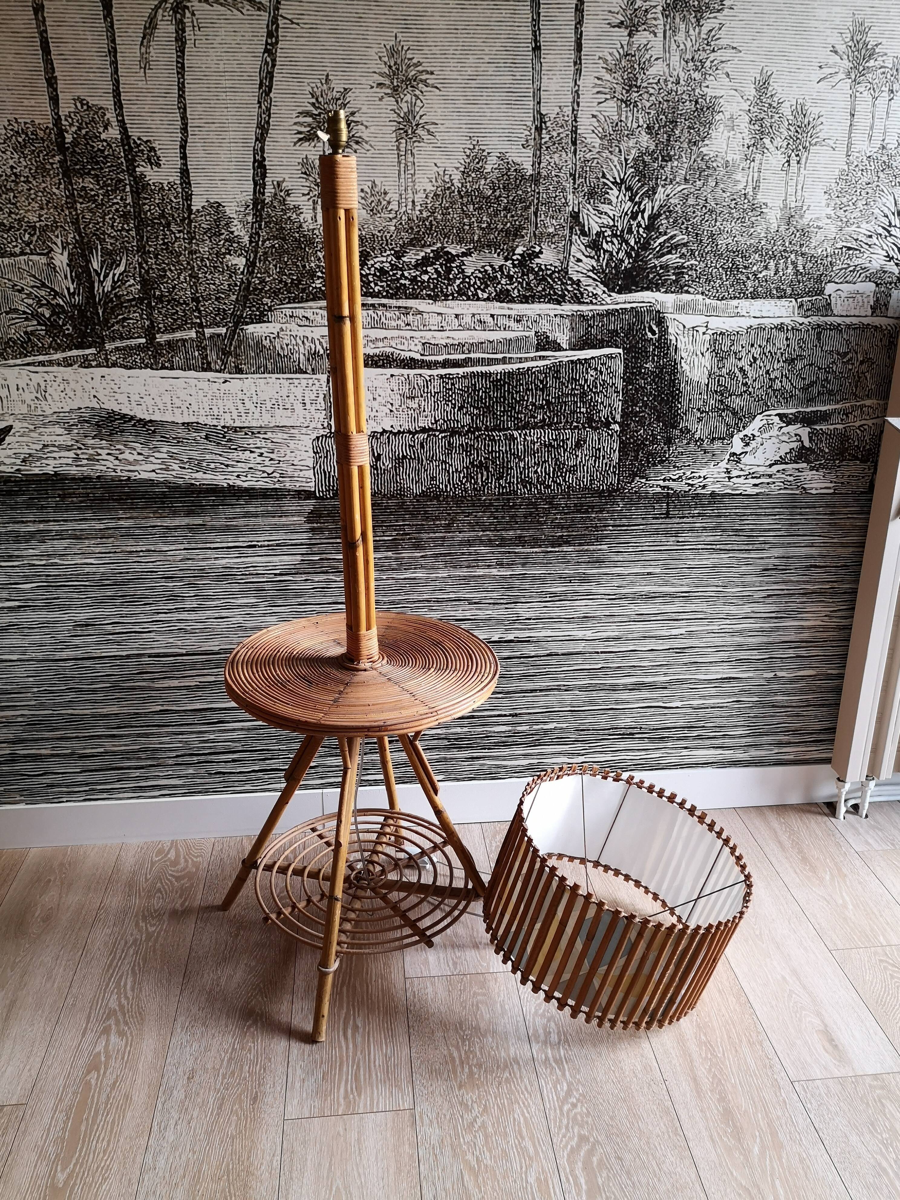 Vintage rattan lamp lamp in 60s