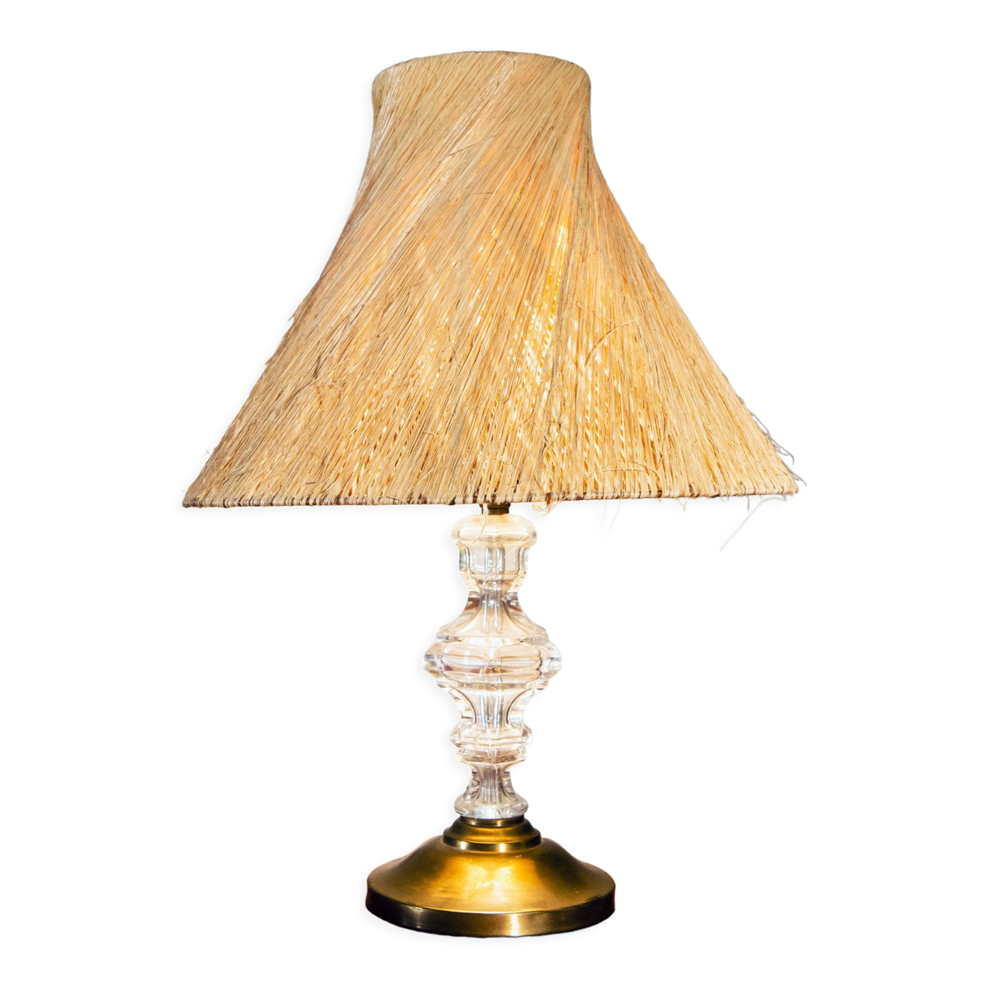 Lamp year 50, glass, brass and straw