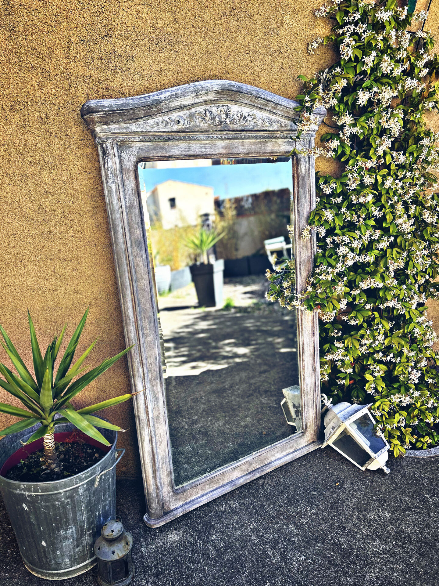 Napoleon III patinated trumeau mirror