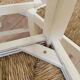 Set of 6 Vintage White Wooden Stool 1970s Boho Thatched Seat