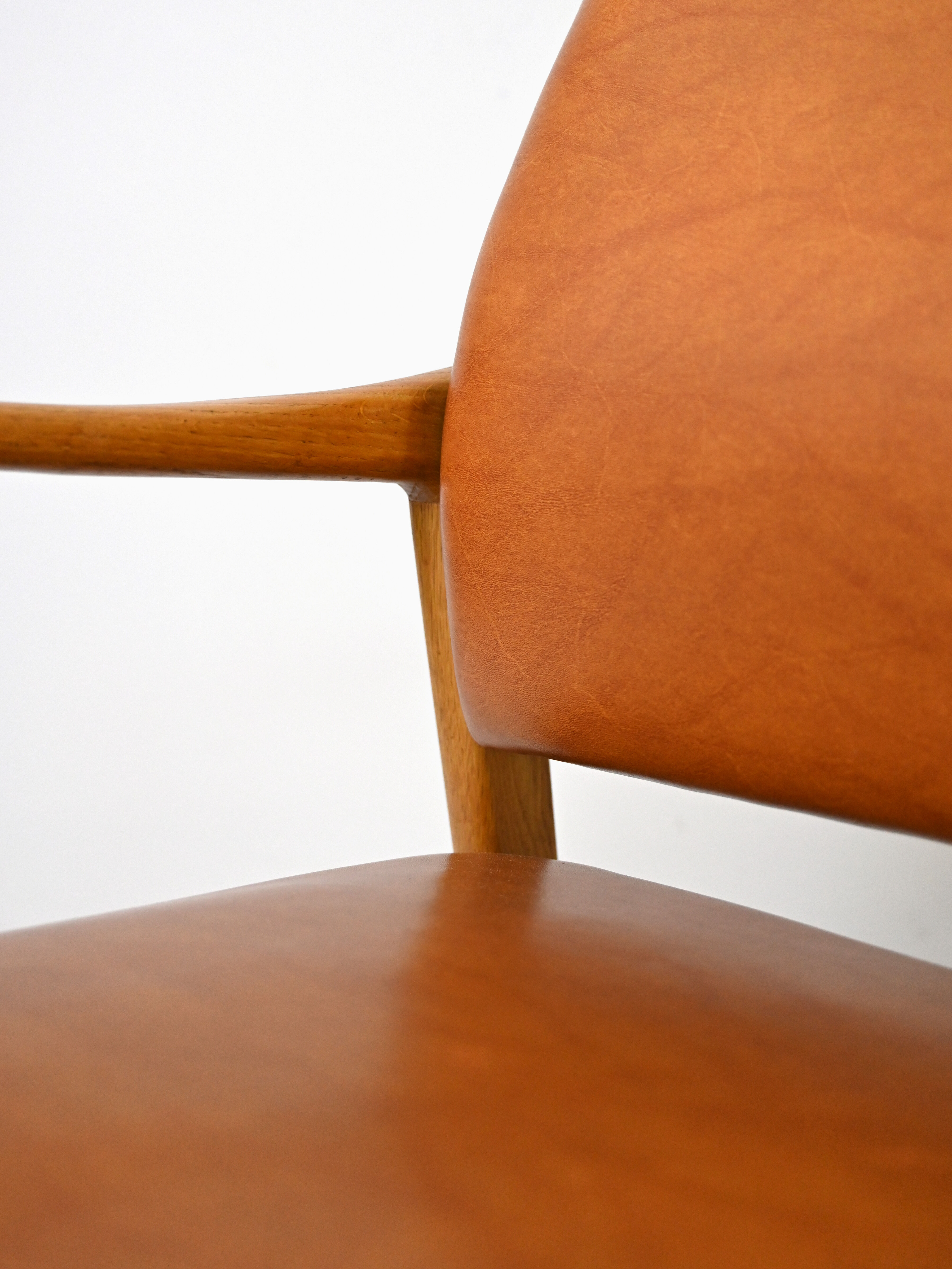Pair of vintage Danish teak and leather armchairs