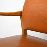 Pair of vintage Danish teak and leather armchairs