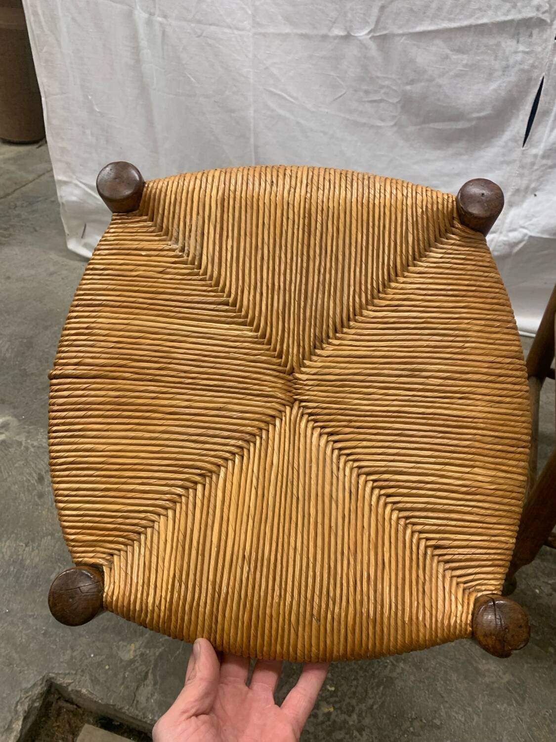 Pair of Antique Straw Stools