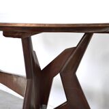 Midcentury Italian Oblong Marble Effect Table With Wood Base.