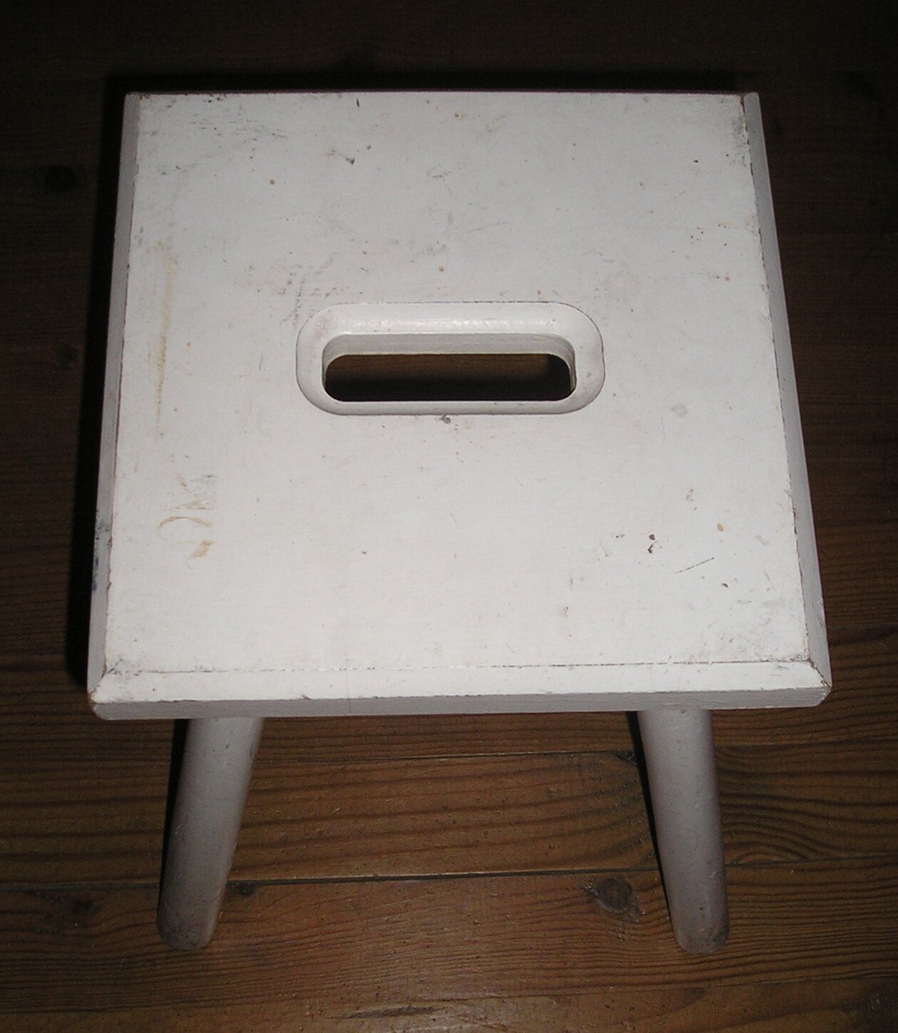 Tabouret bois vintage à pieds compas