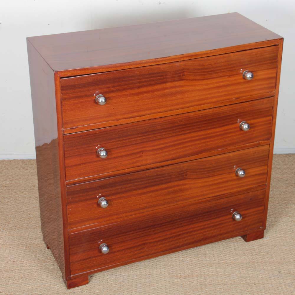 Large Art Deco mahogany chest of drawers from the 1940s.