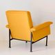 Eclectic Mid-Century Modern Sculptural Armchair in Mustard Yellow Fabric