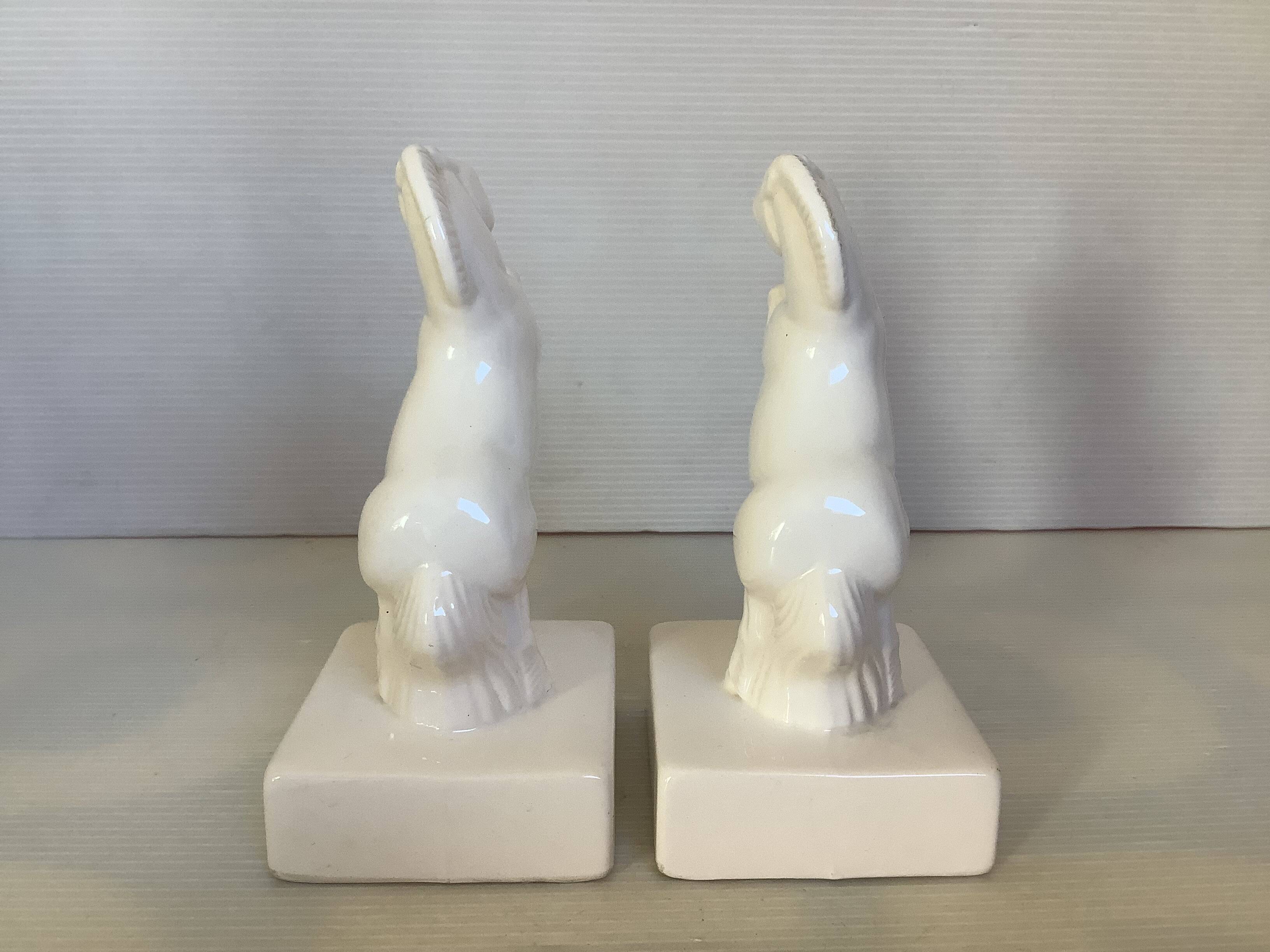 Pair of white horse bookends