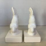 Pair of white horse bookends