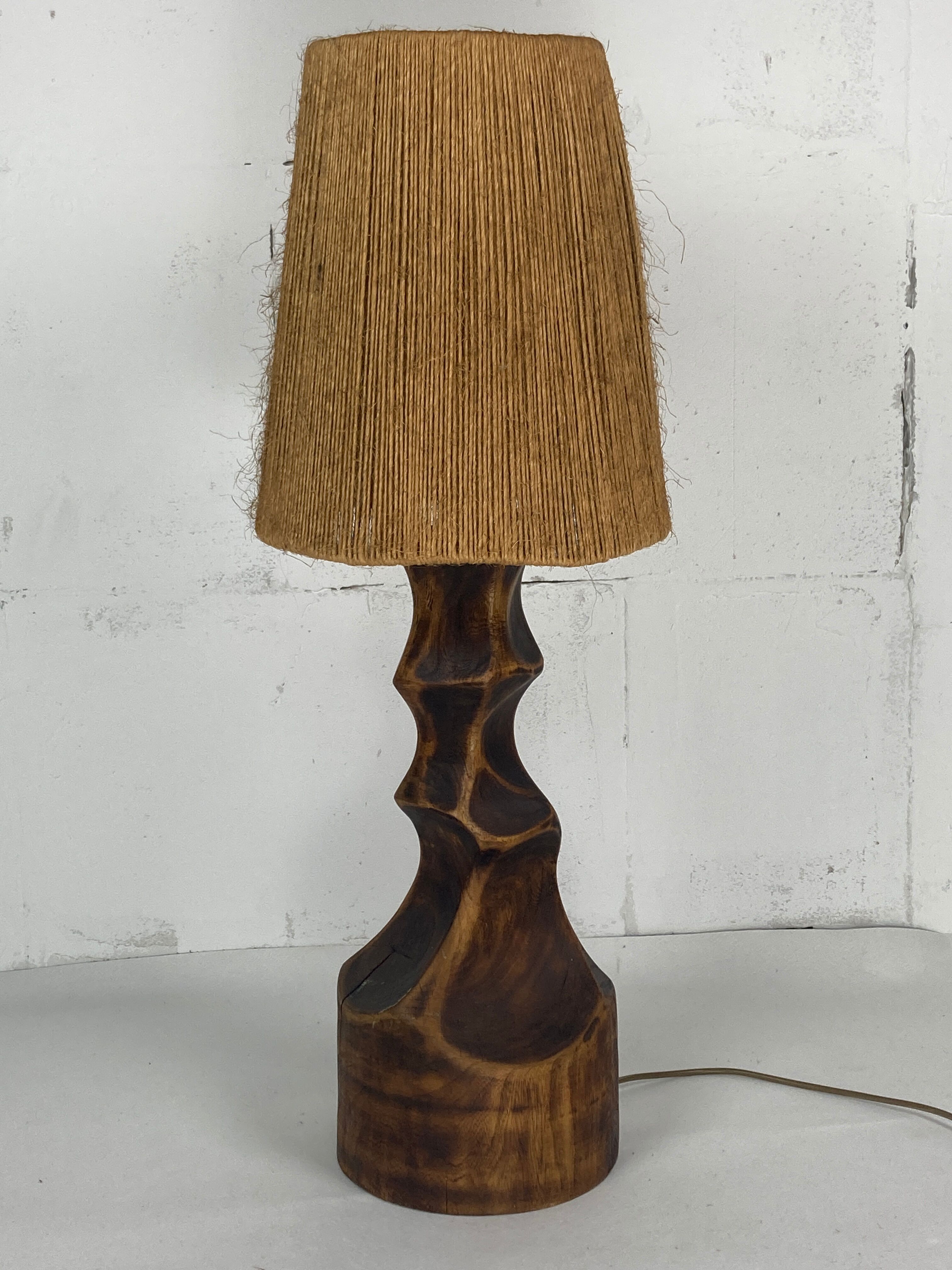 Lampe de table hollandaise brutaliste avec abat-jour en sisal, années 1960