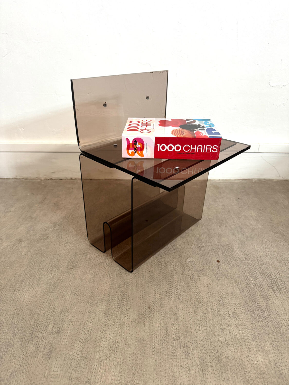 Side table - smoked Plexiglas bedside table Michel Dumas