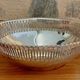 Silver metal bread basket openwork punched