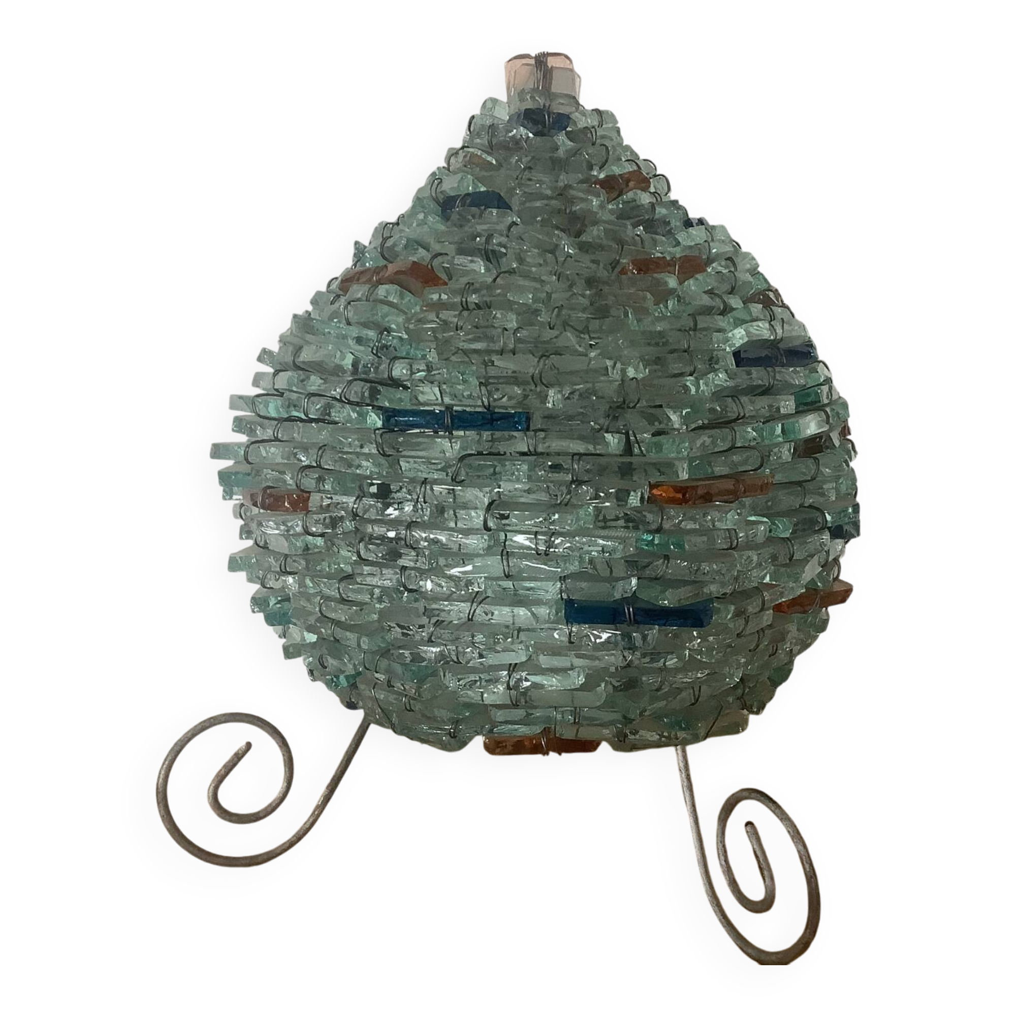 Vintage Tao Lamp Frosted Glass Transparent Blue and Orange 1960-70.