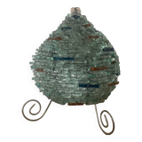 Lampe Vintage Tao Verre Dépoli Transparent Bleu Et Orange 1960-70.