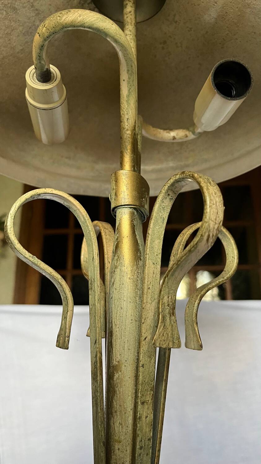 Vintage metal/glass mushroom table lamp