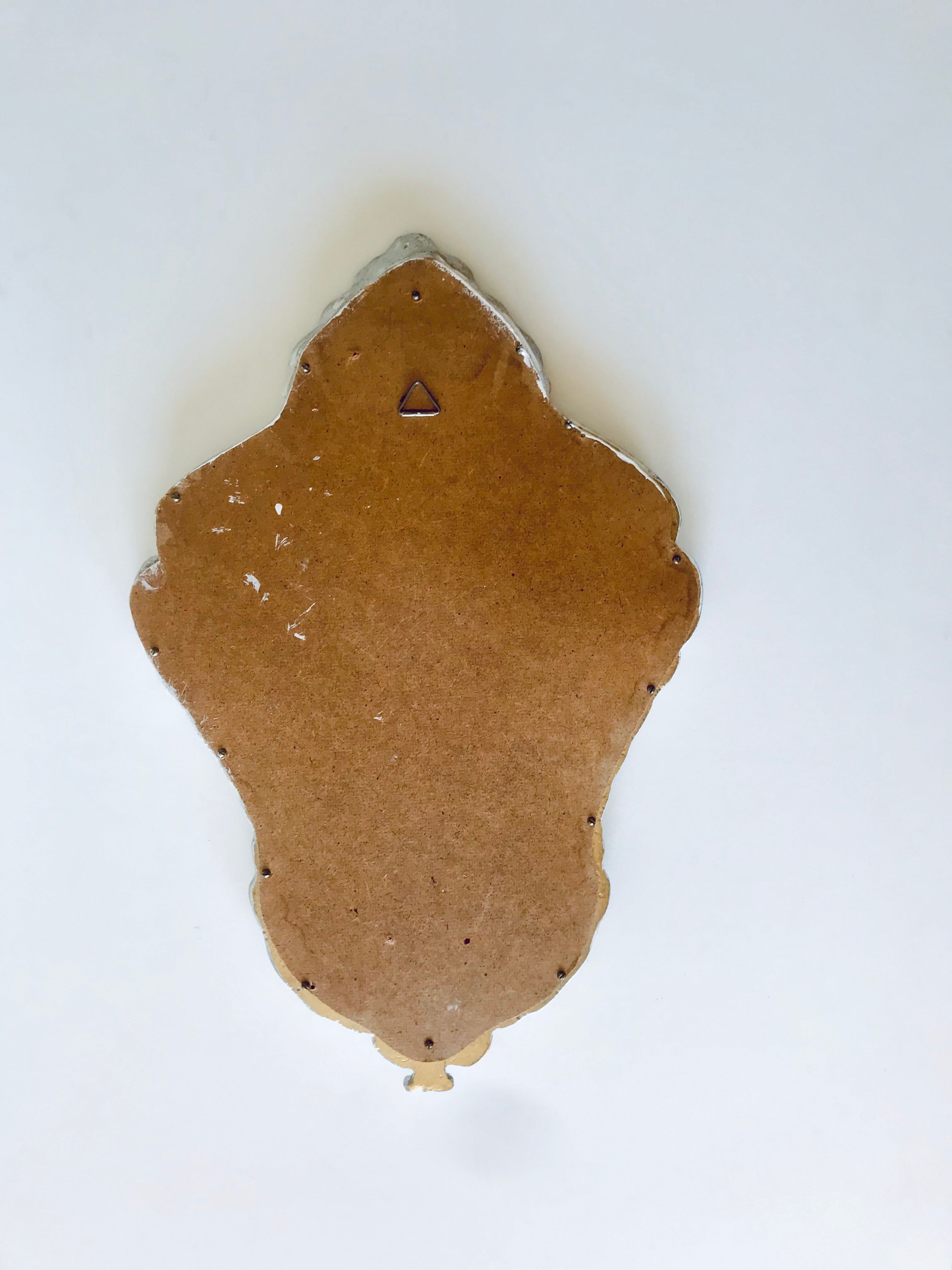 Golden art deco mirror and white patinated 30x45cm