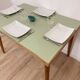 Vintage extendable dining table, wood and sage green