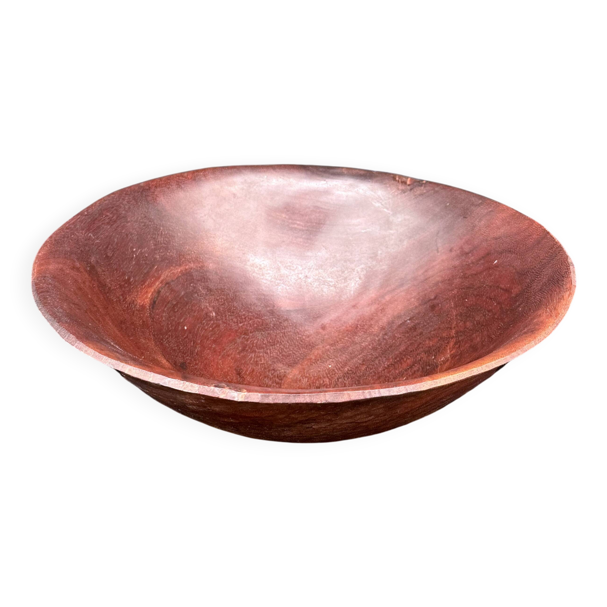 Large vintage hand-carved wooden platter – mahogany, 1960s