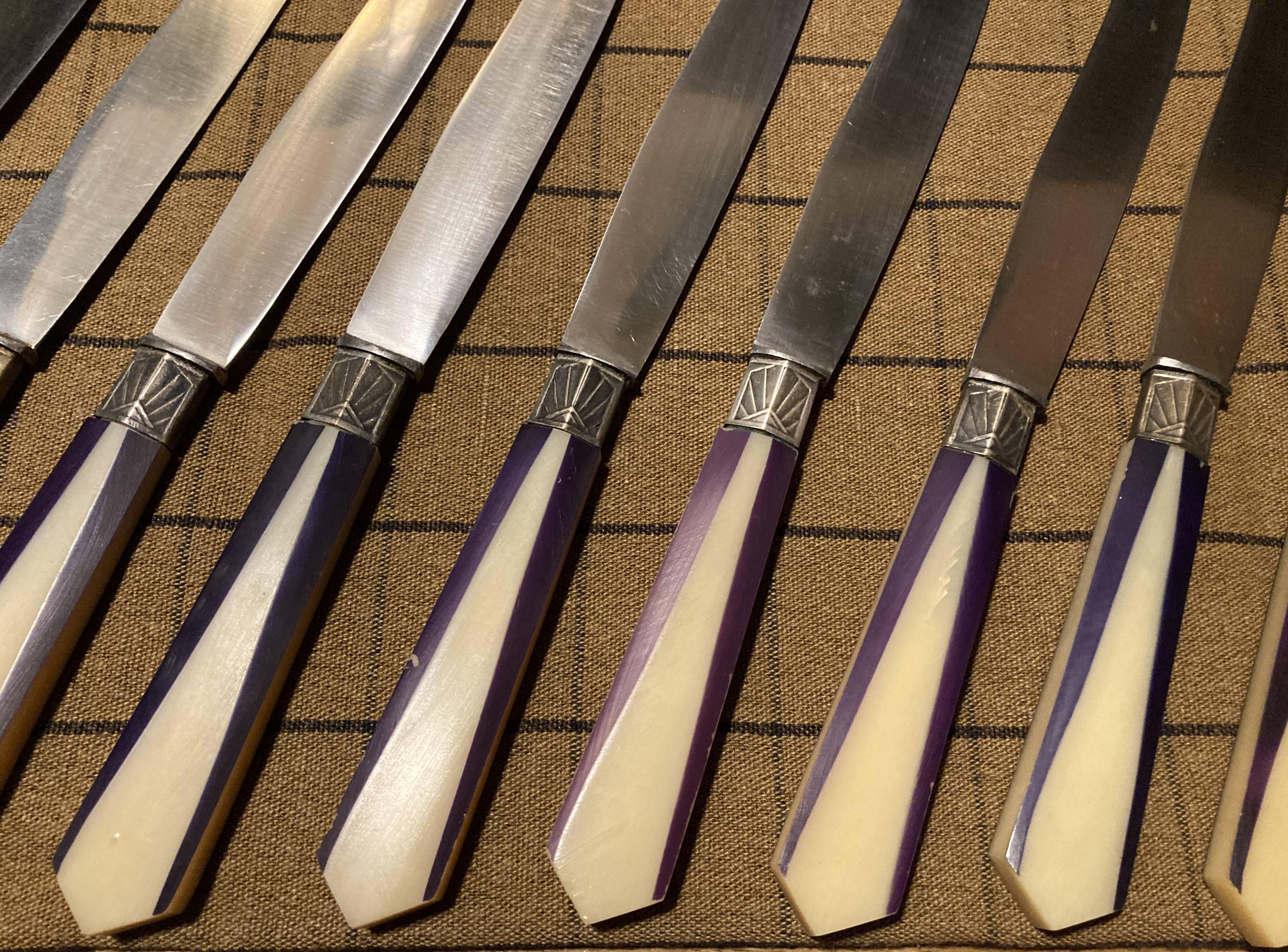 Lot of 10 two-tone art deco knives