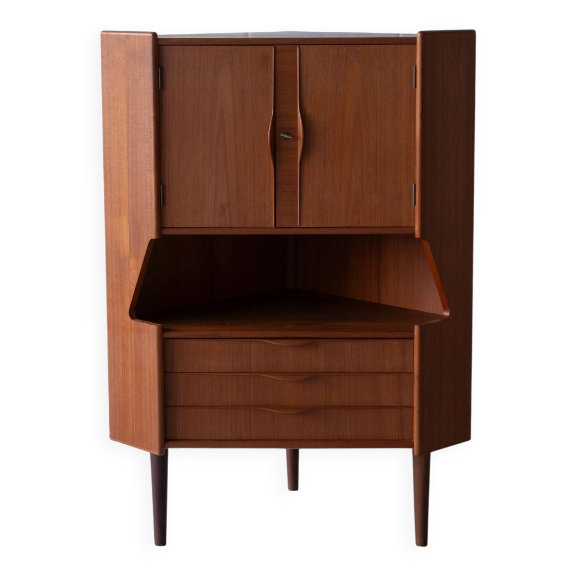 Meuble d'angle en teck avec bar