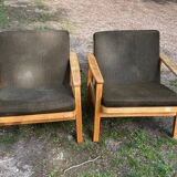 pair of oak armchairs - Sweden 1960s