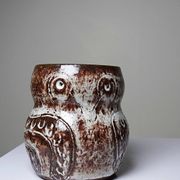 Vintage owl pot in glazed stoneware by Alain Granet, Vallauris 1960s-1970s.