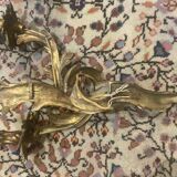 Pair of gilded bronze wall sconces with two lights - Louis XV style