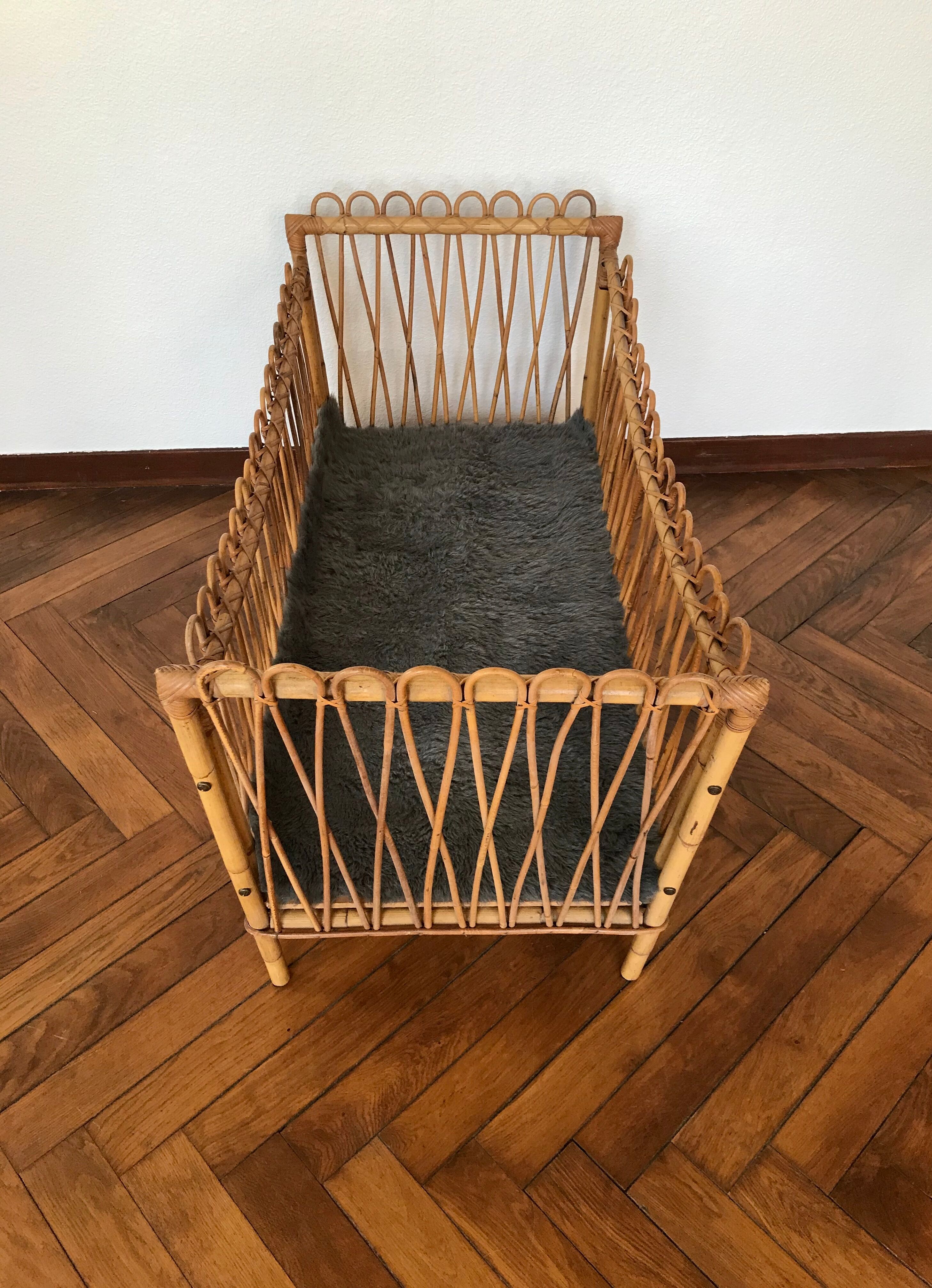 Rattan and bamboo child bed