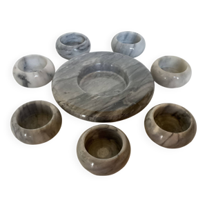 8 bougeoirs en marbre - gris