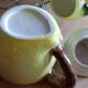 Tea / coffee service in earthenware "Lemon" on display – 15 pieces