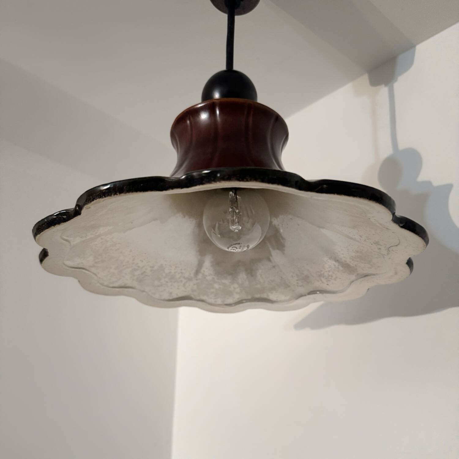 70s ceramic flower pendant light