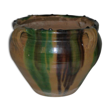 Pot glazed pot cache style Poteries d'Albi terracotta