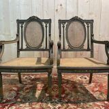 Pair of Louis XVI armchairs with re-edging and caning
