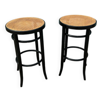 Tabourets de bar haut en rotin