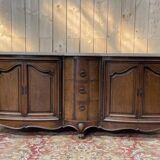 Enfilade en noyer de style Louis XV en noyer et marbre