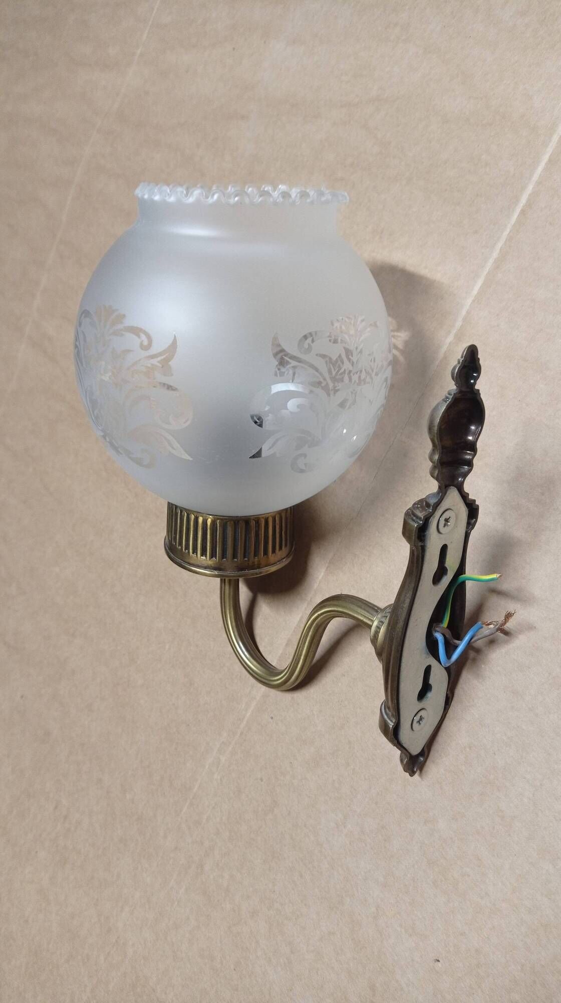 Vintage ball wall light - mid century style - bronze and frosted glass - excellent condition