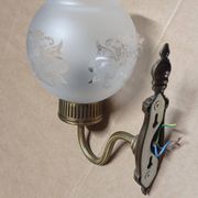 Vintage ball wall light - mid century style - bronze and frosted glass - excellent condition