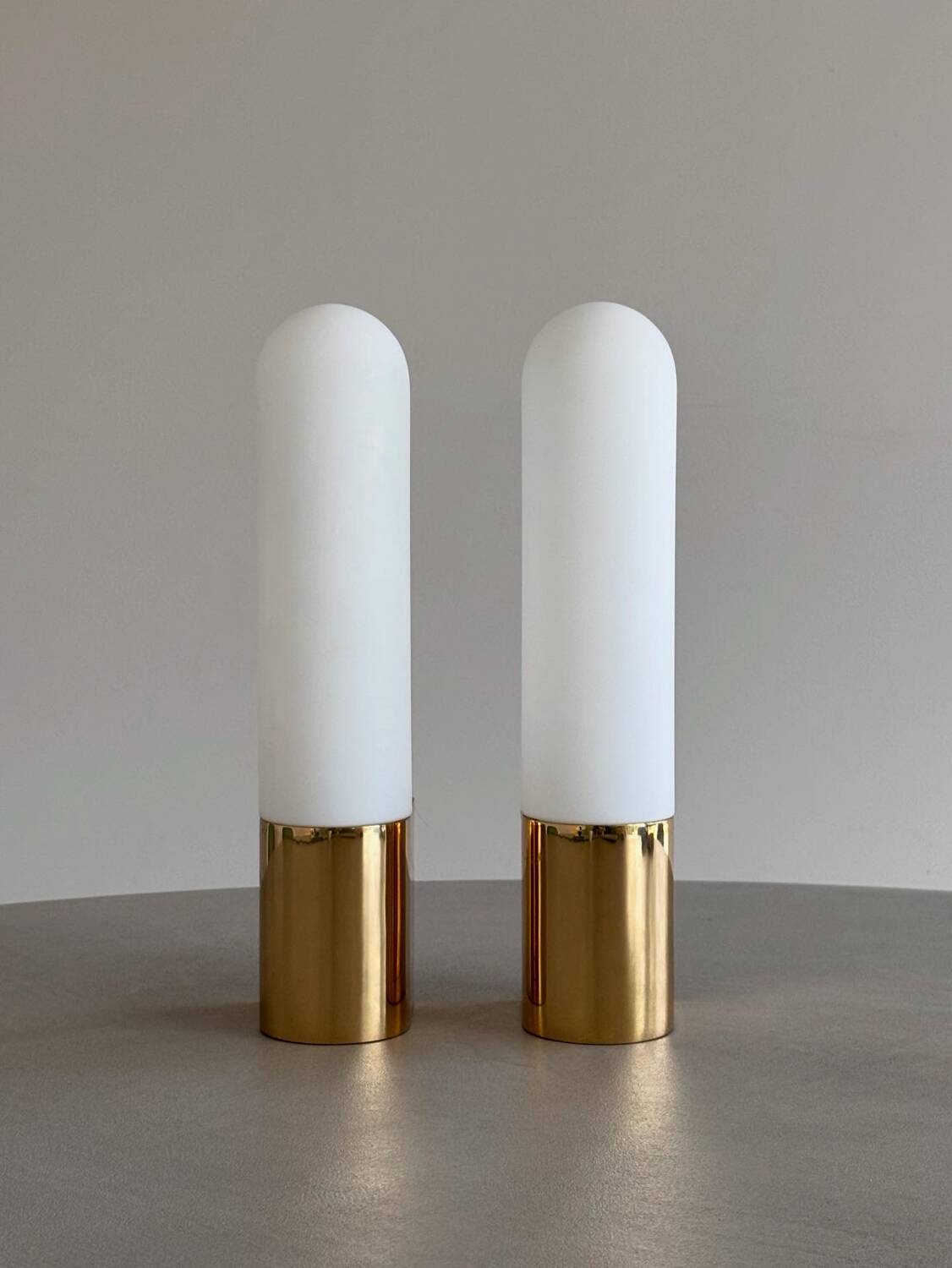 Opaque glass and brass wall light by Limburg, Germany, 1970.