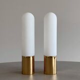 Opaque glass and brass wall light by Limburg, Germany, 1970.