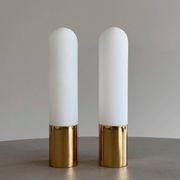 Opaque glass and brass wall light by Limburg, Germany, 1970.