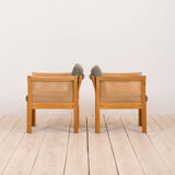 Pair of rattan Plexus armchairs by Illum Wikkelsø for Silkeborg Møbelfabrik, 1970s
