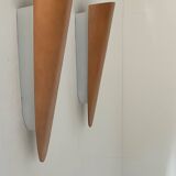 Pair of vintage thermoformed wood wall lights, France 1970