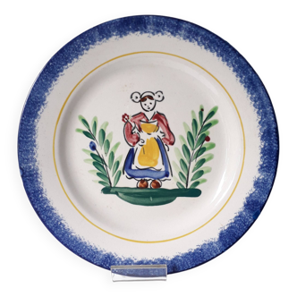 Bretagne Pornic earthenware plate (18.5cm) A1