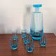 Smoky blue glass liqueur set from the 70s.